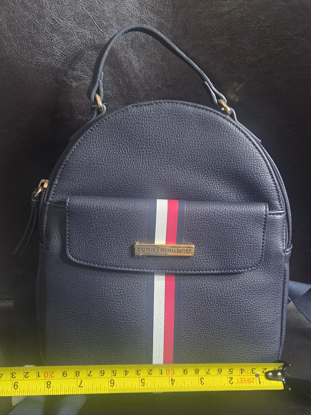 Tommy Hilfiger Navy Mini Backpack with Signature Stripe Bag Purse New With Tags